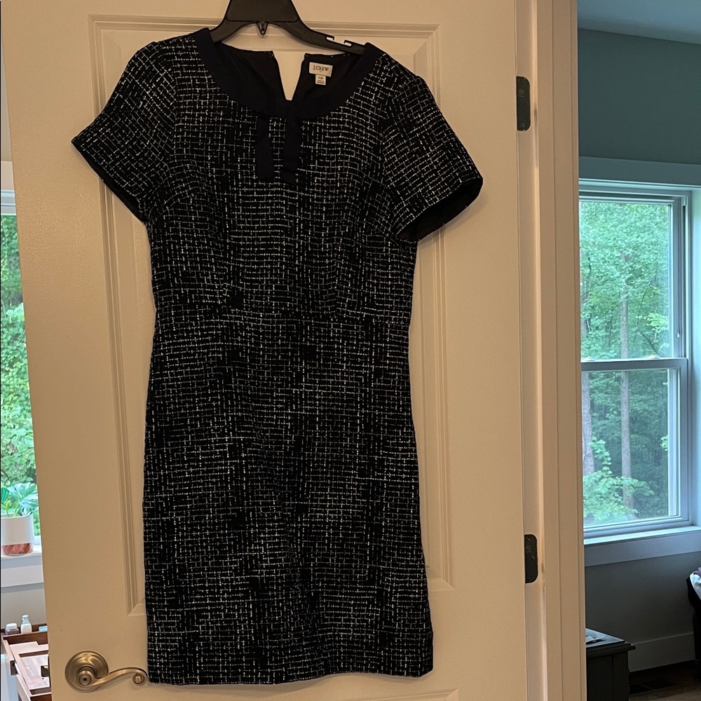 J. Crew Navy with White Tweed Dress with bow tie